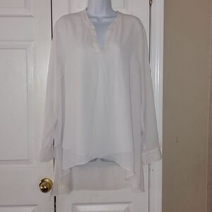 Tribella white hi low tunic blouse  Sz XL